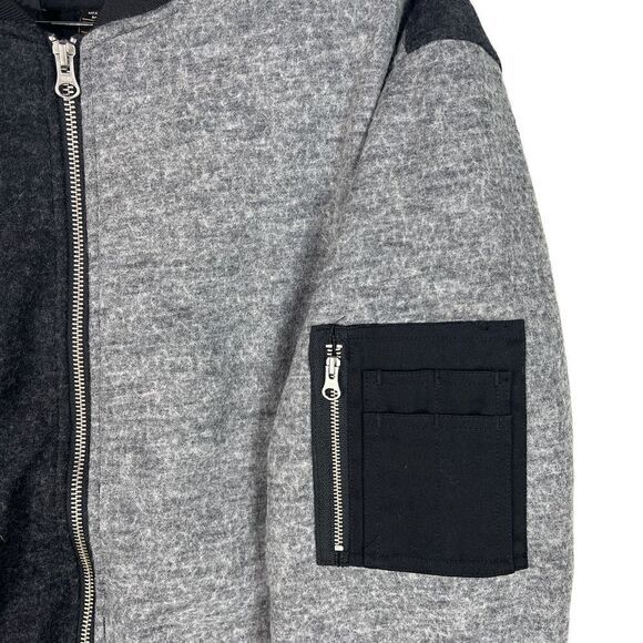 New Wesc Mumel Men Wool Bomber US M Gray Black Colorblock Flannel Jacket Unisex - Picture 10 of 13